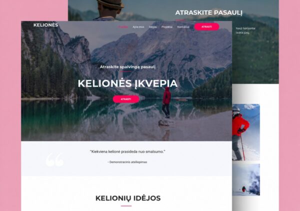 Kelionių svetainės maketas – lietuviškas dizaino pavyzdys