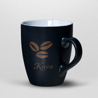 Puodelis „Kava“ baltu vidumi