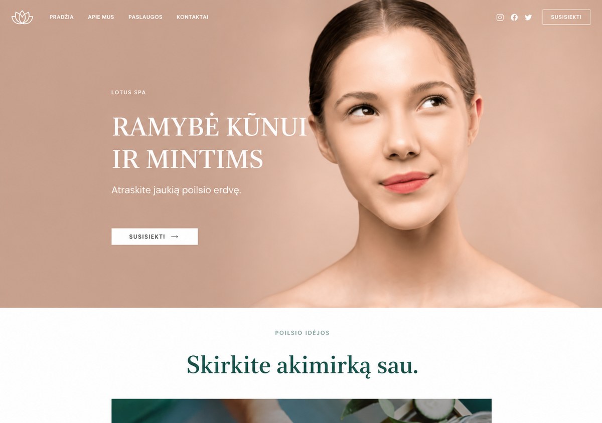 SPA svetainės dizainas – lietuviškas dizaino pavyzdys