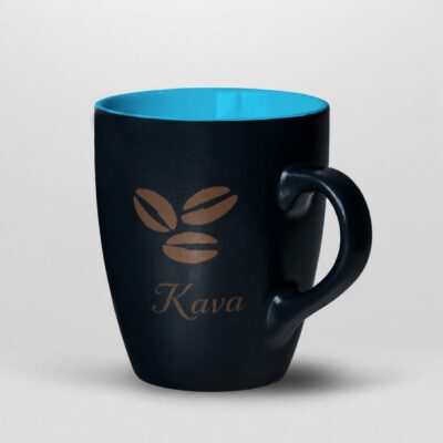 Puodelis „Kava“ žydru vidumi